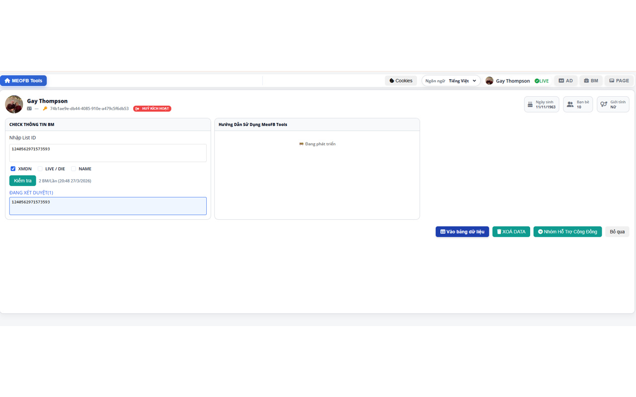 Meofb Extension Dashboard